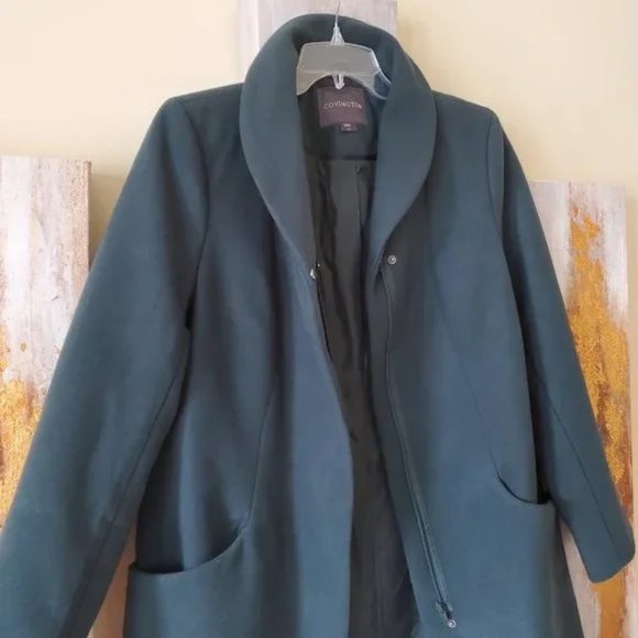Covington Women's Hunter Green Mid Length Zip Up Coat SZ L - Picture 6 of 11